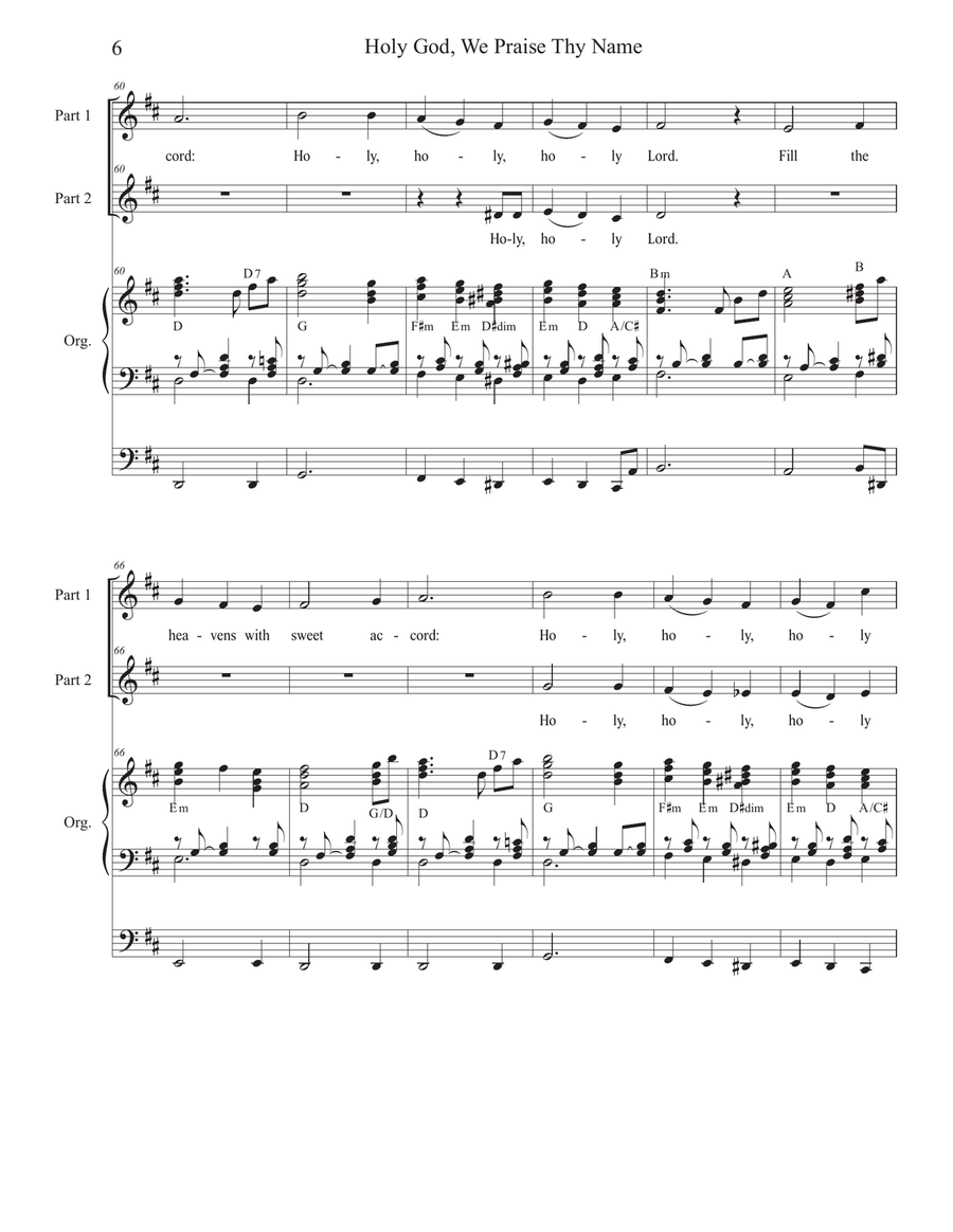 Holy God, We Praise Thy Name (2-part choir) 2-Part scores gallery preview page 6