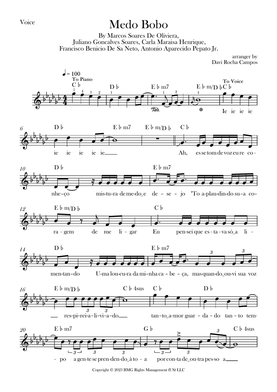 Medo Bobo Medo Bobo Piano scores gallery preview page 1