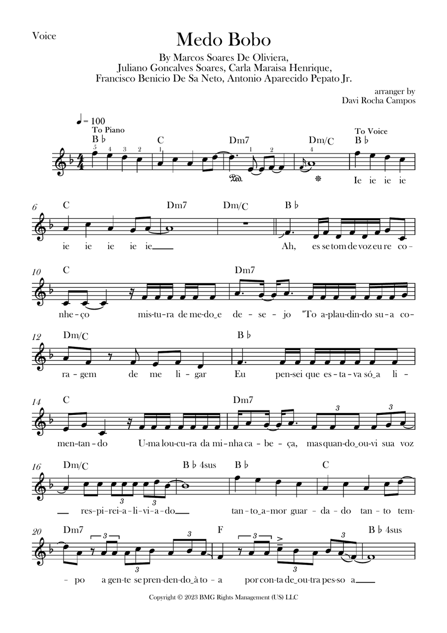 Medo Bobo Medo Bobo Piano scores gallery preview page 1