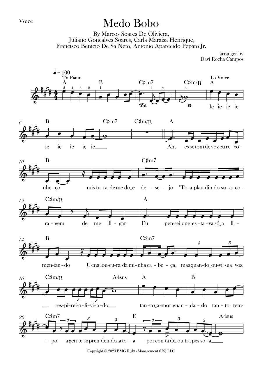 Medo Bobo Medo Bobo Piano scores gallery preview page 1