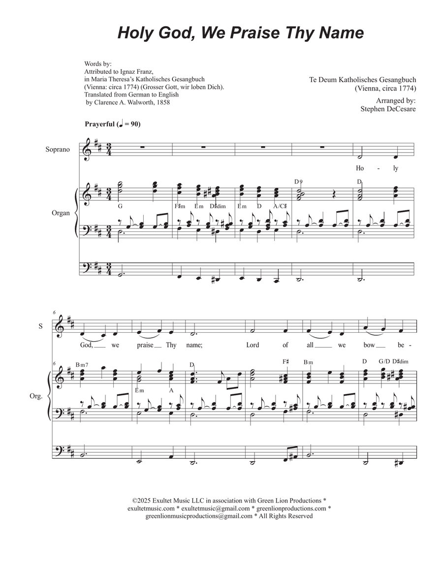 Holy God, We Praise Thy Name (2-part choir - (SA) SA scores gallery preview page 1