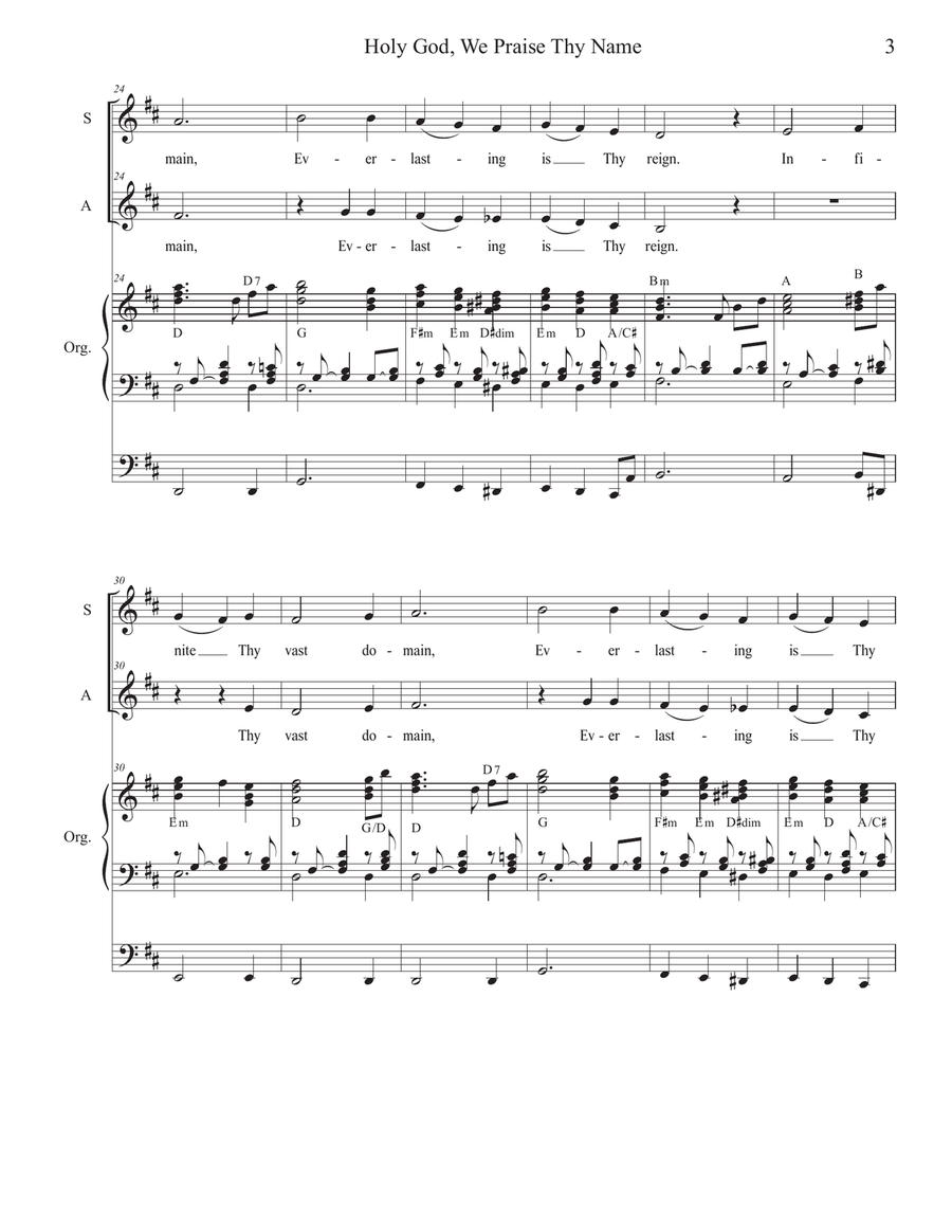 Holy God, We Praise Thy Name (2-part choir - (SA) SA scores gallery preview page 3