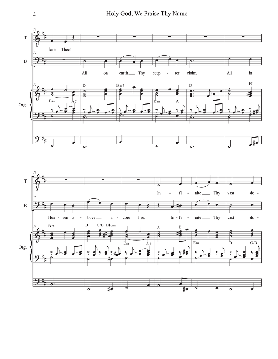 Holy God, We Praise Thy Name (2-part choir - (TB) TB scores gallery preview page 2