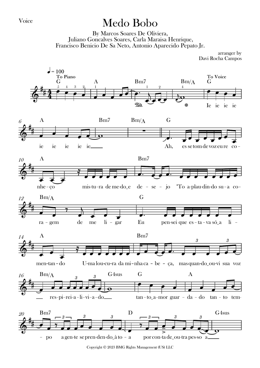 Medo Bobo Medo Bobo Piano scores gallery preview page 1