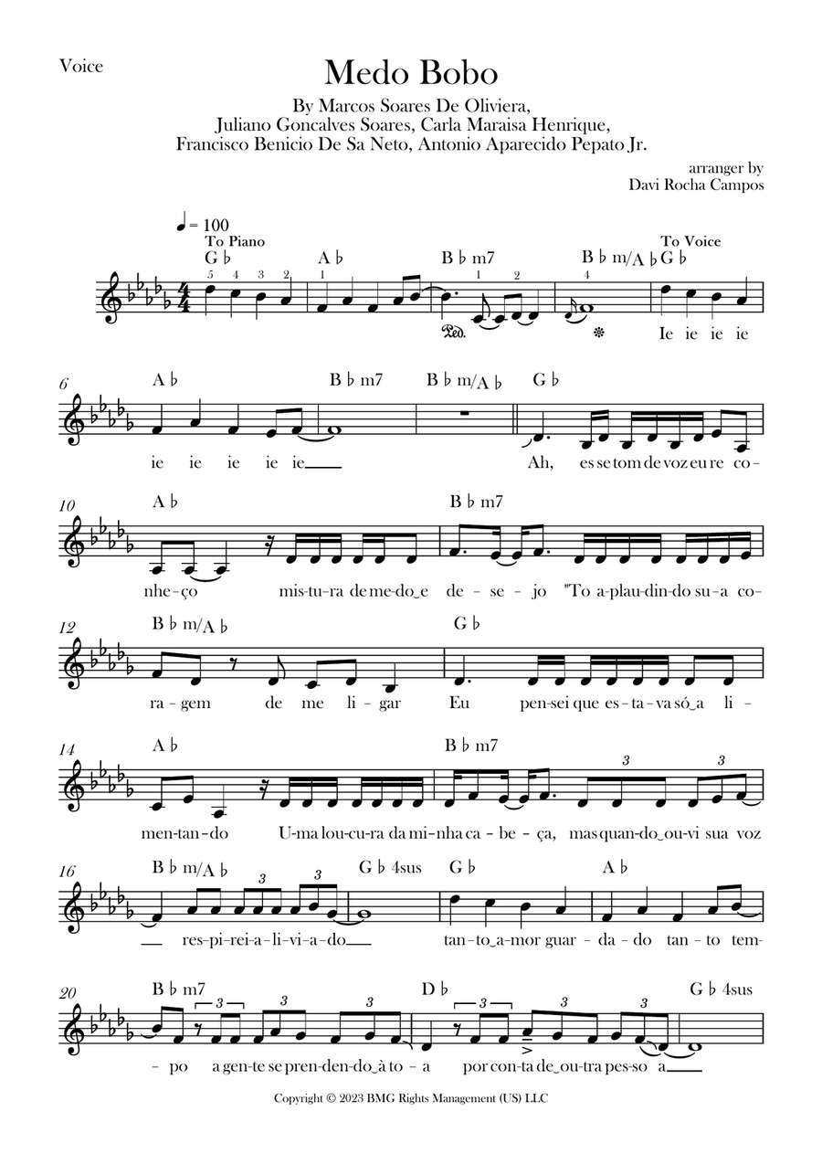 Medo Bobo Medo Bobo Piano scores gallery preview page 1