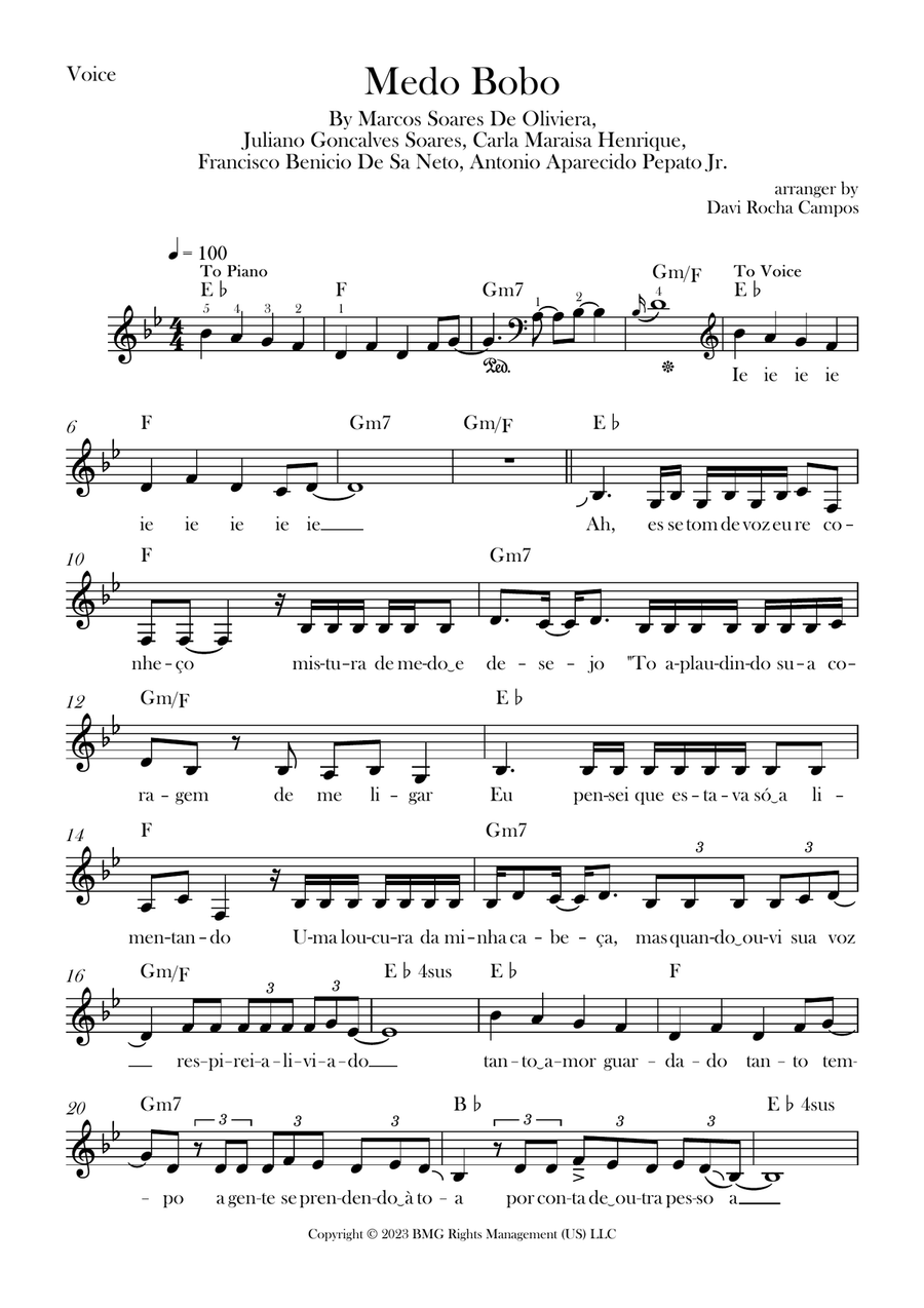 Medo Bobo Medo Bobo Piano scores gallery preview page 1