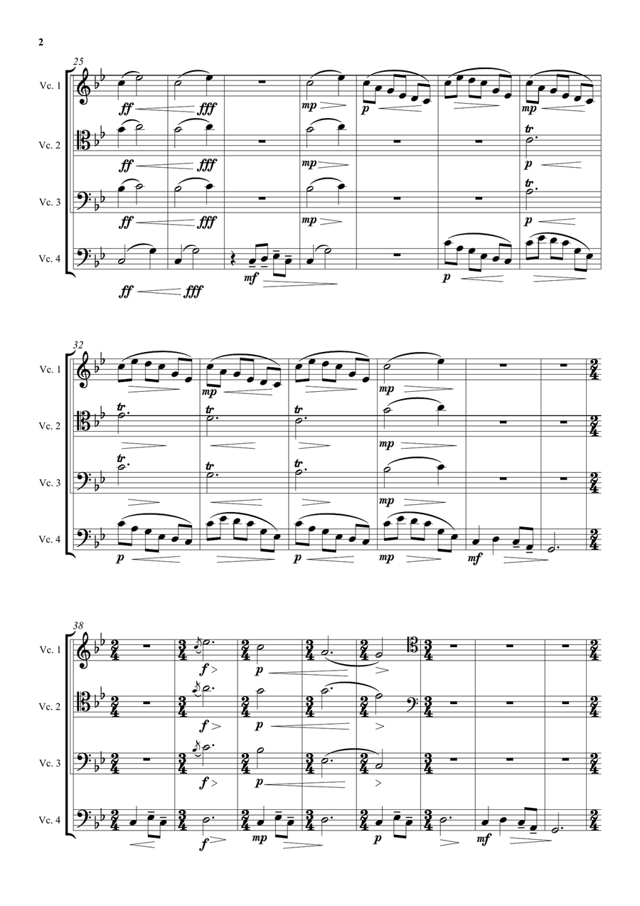 To a Japanese friend far away for cello quartet String Quartet scores gallery preview page 2