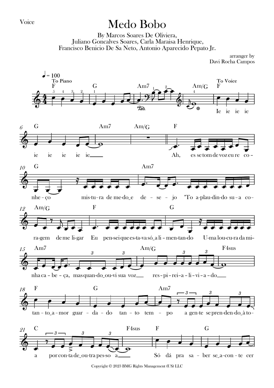 Medo Bobo Medo Bobo Piano scores gallery preview page 1
