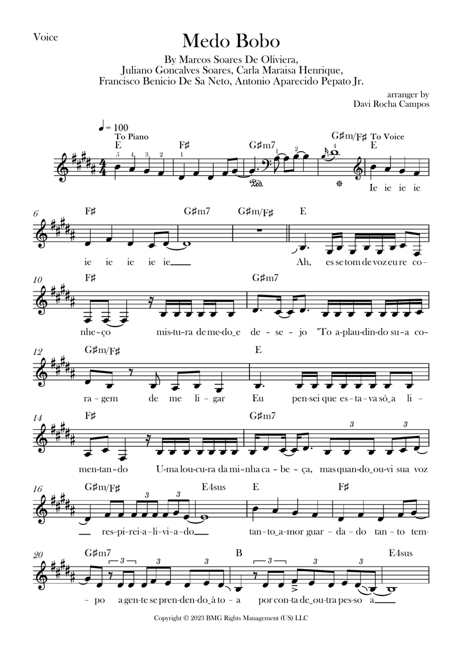 Medo Bobo Medo Bobo Piano scores gallery preview page 1