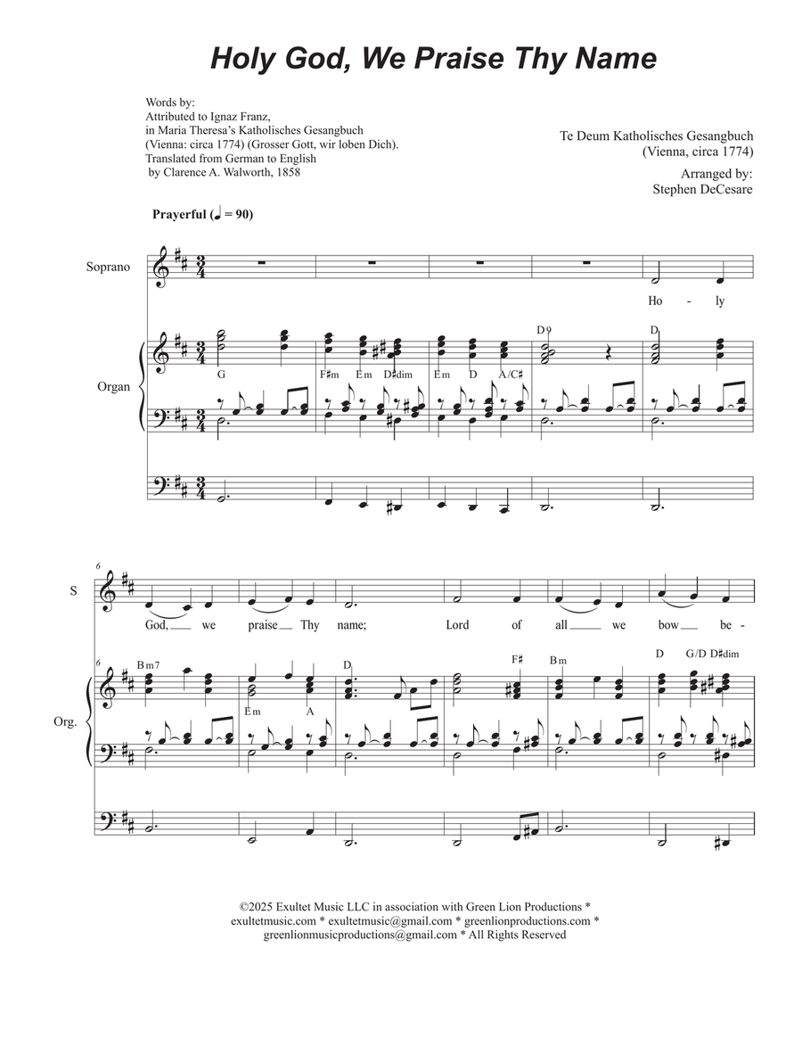 Holy God, We Praise Thy Name (2-part choir - (Soprano and Tenor) 2-Part scores gallery preview page 1