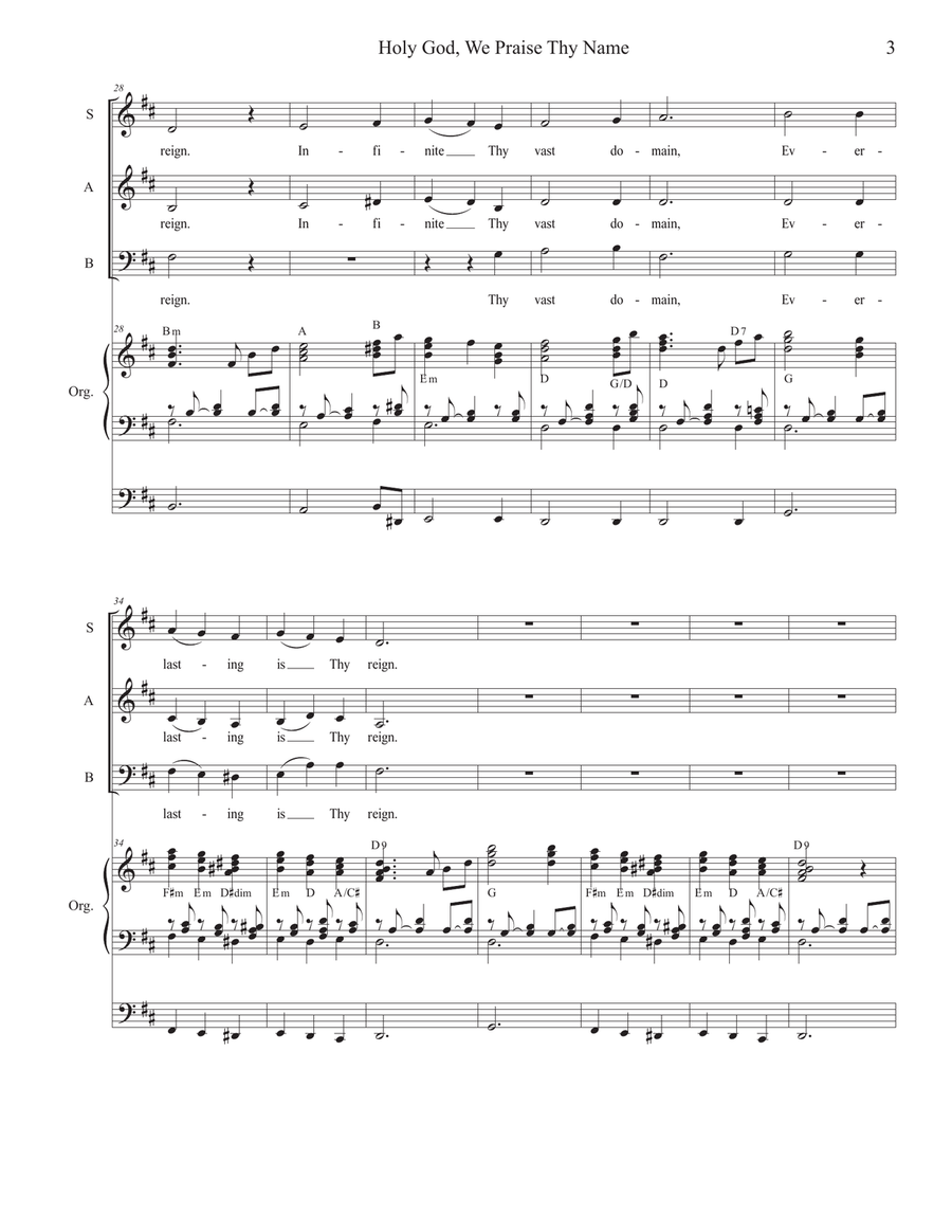 Holy God, We Praise Thy Name (SAB) 3-Part scores gallery preview page 3