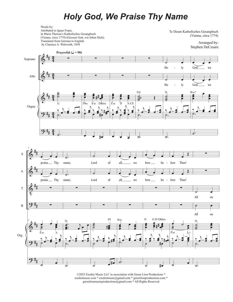 Holy God, We Praise Thy Name (SATB) 4-Part scores gallery preview page 1