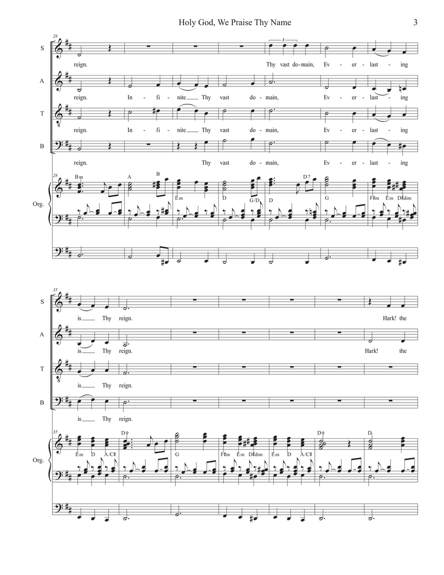 Holy God, We Praise Thy Name (SATB) 4-Part scores gallery preview page 3