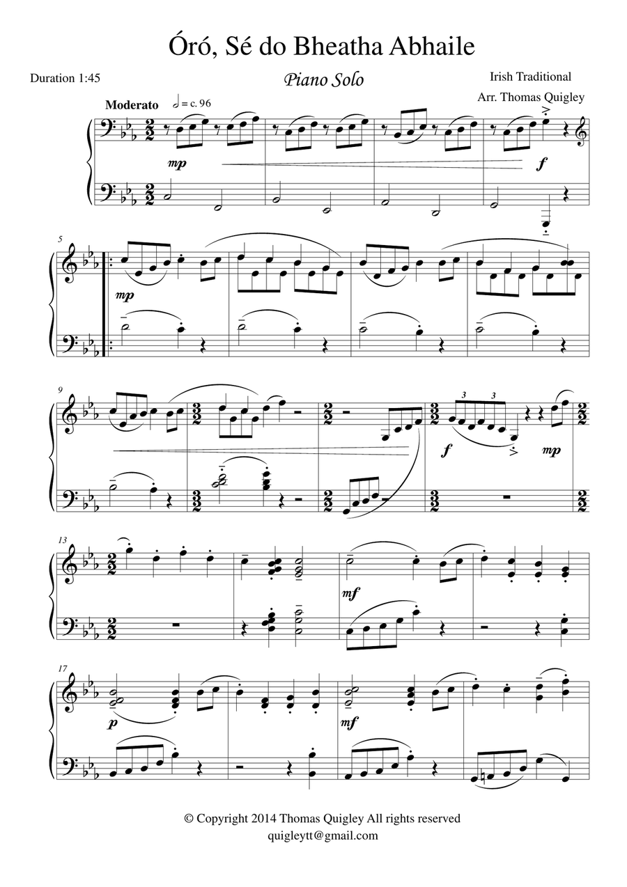 Óró Sé do Bheatha Abhaile Piano Solo scores gallery preview page 2