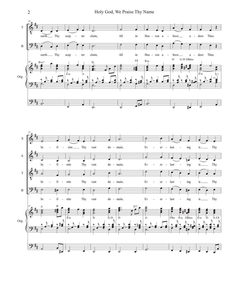 Holy God, We Praise Thy Name (Vocal Quartet - (SATB) 4-Part scores gallery preview page 2
