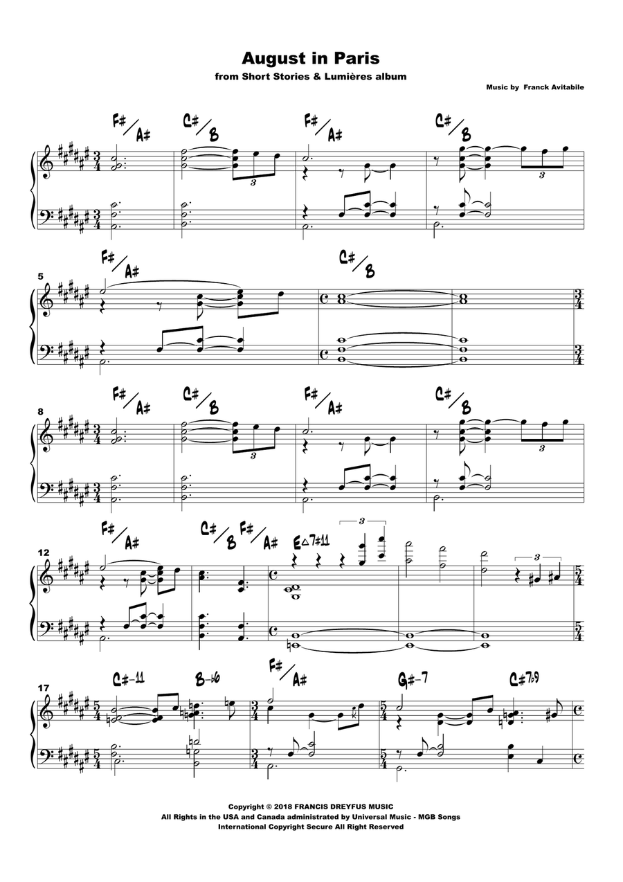 August In Paris August In Paris Piano Method scores gallery preview page 1