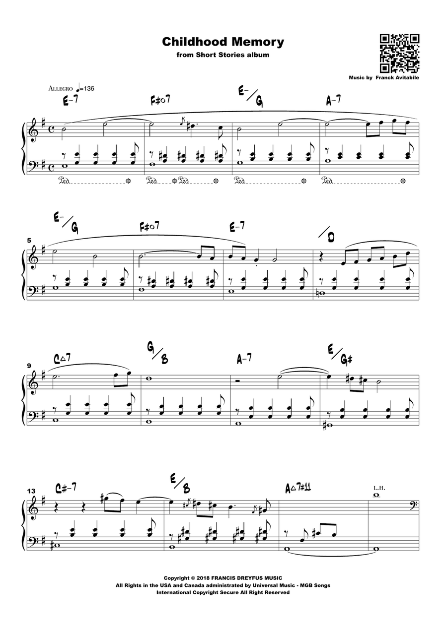 Childhood Memory Piano Solo scores gallery preview page 1