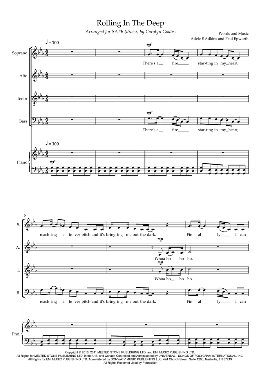 Rolling In The Deep Rolling In The Deep Divisi scores gallery preview page 1