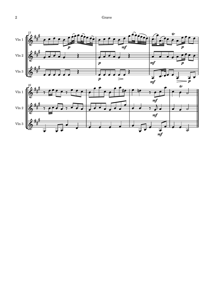 Trio Sonata Op 8 No 2 in A Major String Trio scores gallery preview page 2