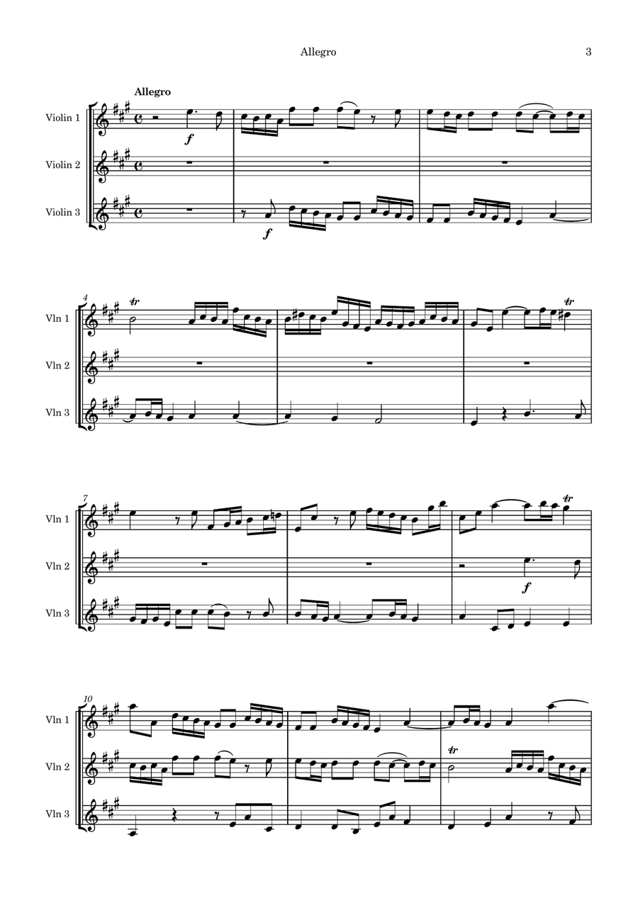 Trio Sonata Op 8 No 2 in A Major String Trio scores gallery preview page 3
