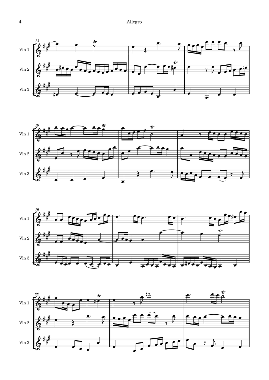 Trio Sonata Op 8 No 2 in A Major String Trio scores gallery preview page 4