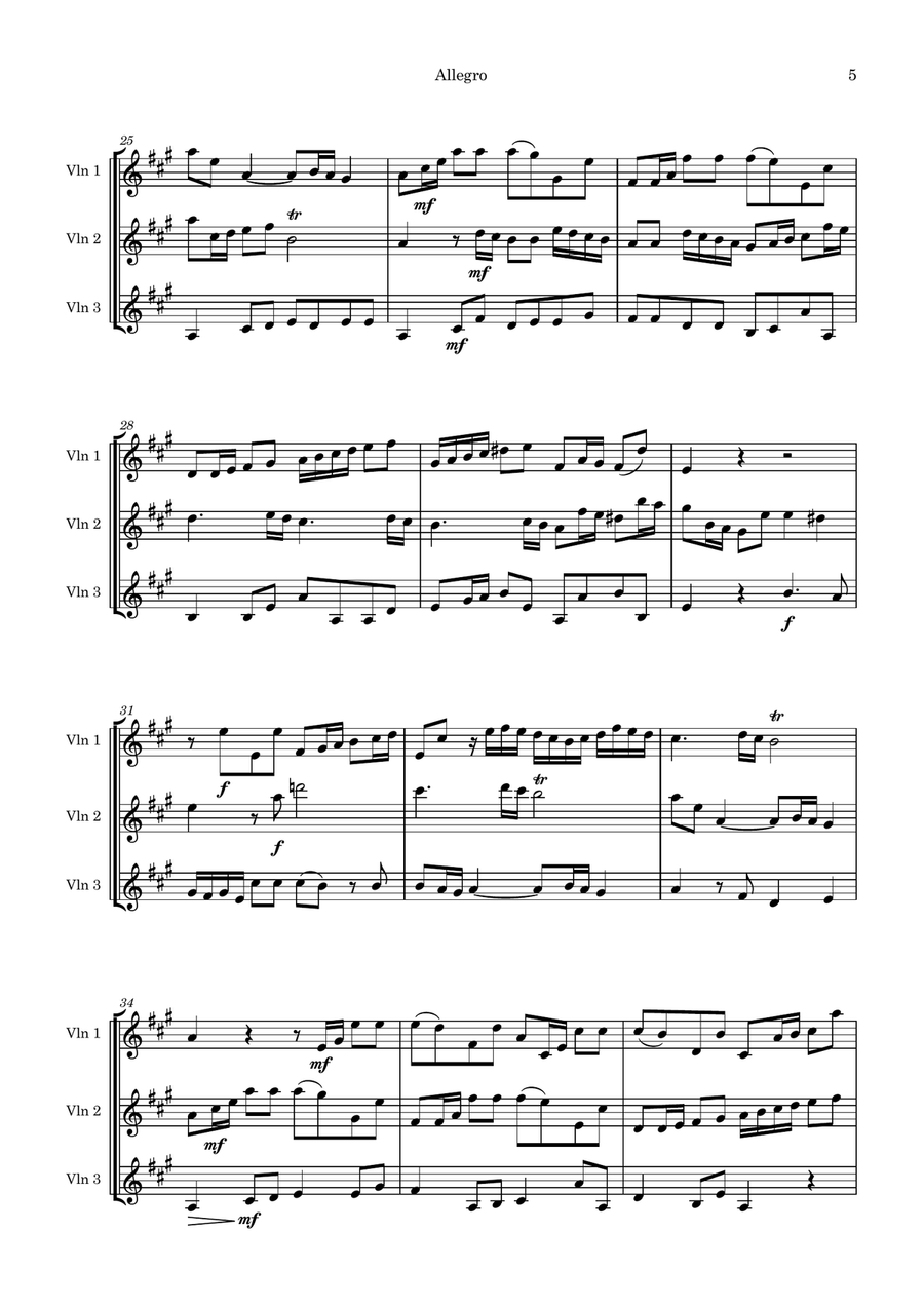Trio Sonata Op 8 No 2 in A Major String Trio scores gallery preview page 5