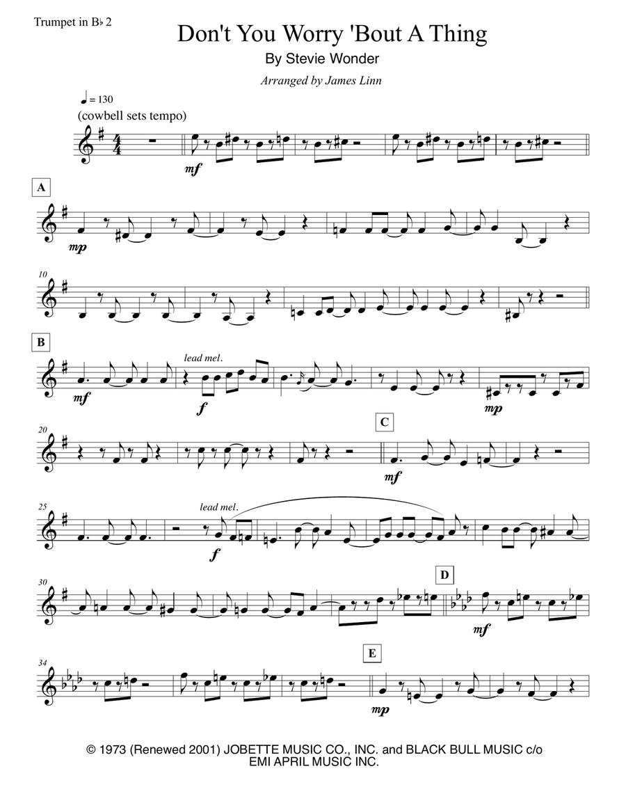 Don't You Worry 'bout A Thing Brass Ensemble scores gallery preview page 3
