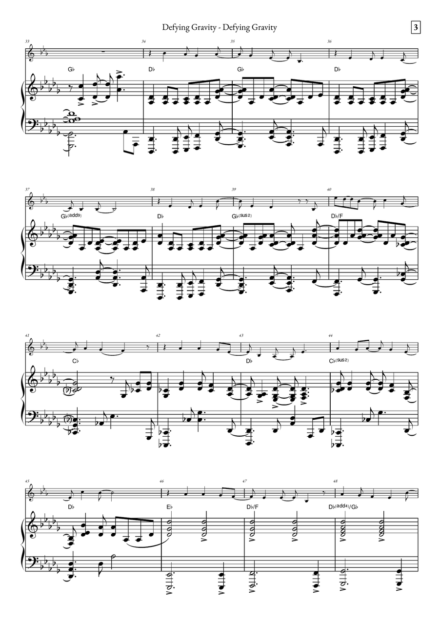Defying Gravity B-Flat Clarinet scores gallery preview page 3