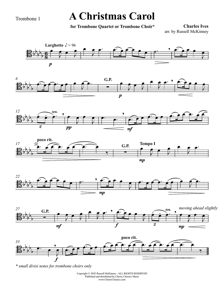 A Christmas Carol for Trombone Quartet Ensemble Trombone Quartet scores gallery preview page 4