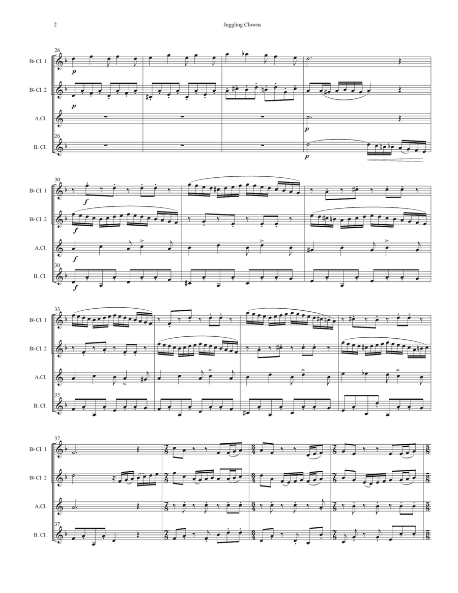 Juggling Clowns for clarinet quartet Clarinet Quartet scores gallery preview page 2