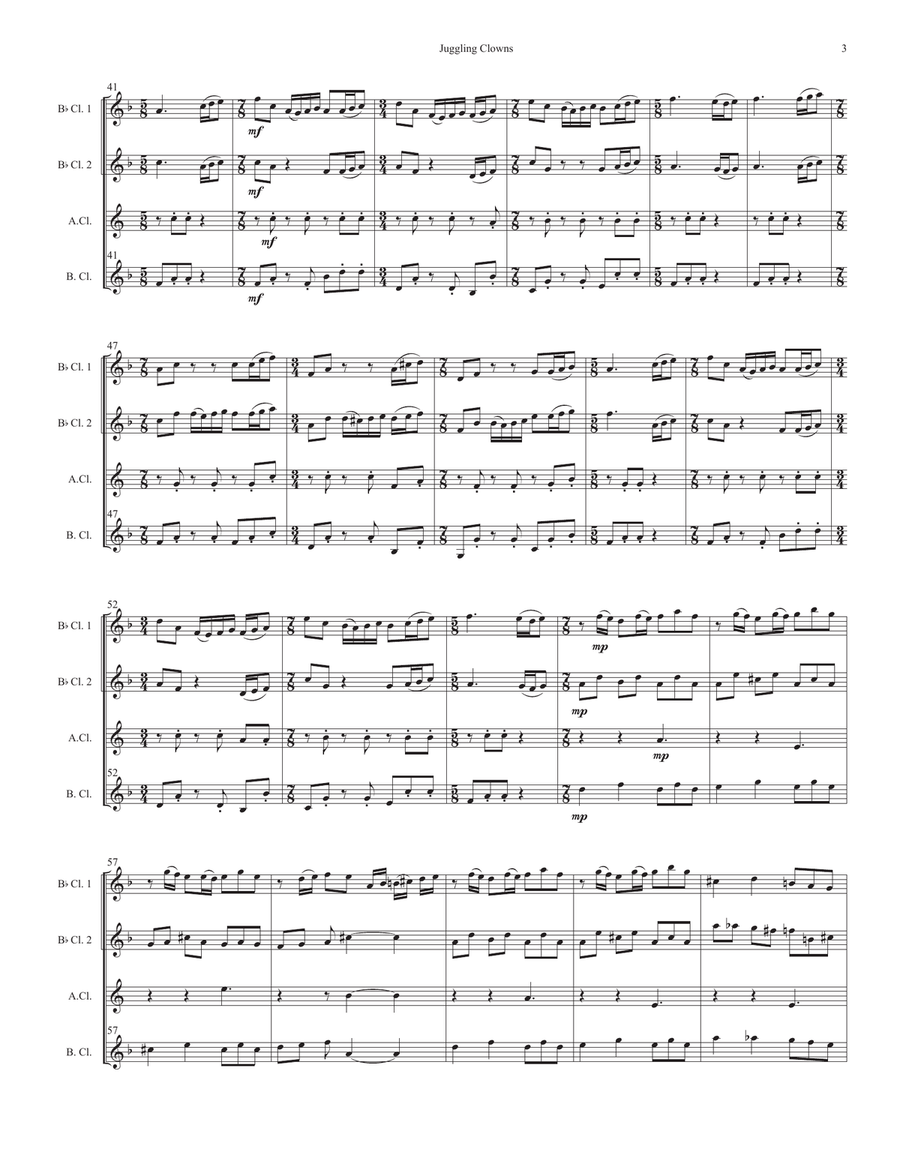 Juggling Clowns for clarinet quartet Clarinet Quartet scores gallery preview page 3