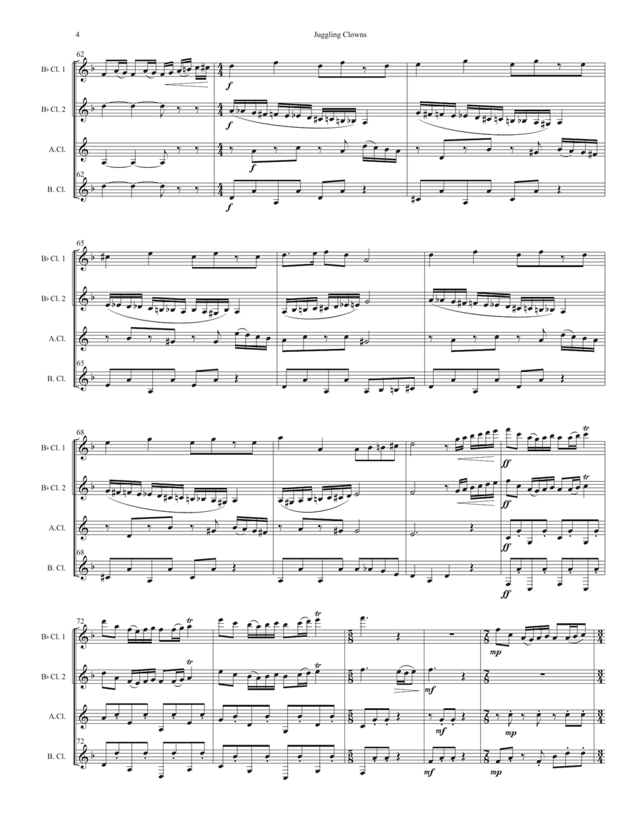 Juggling Clowns for clarinet quartet Clarinet Quartet scores gallery preview page 4