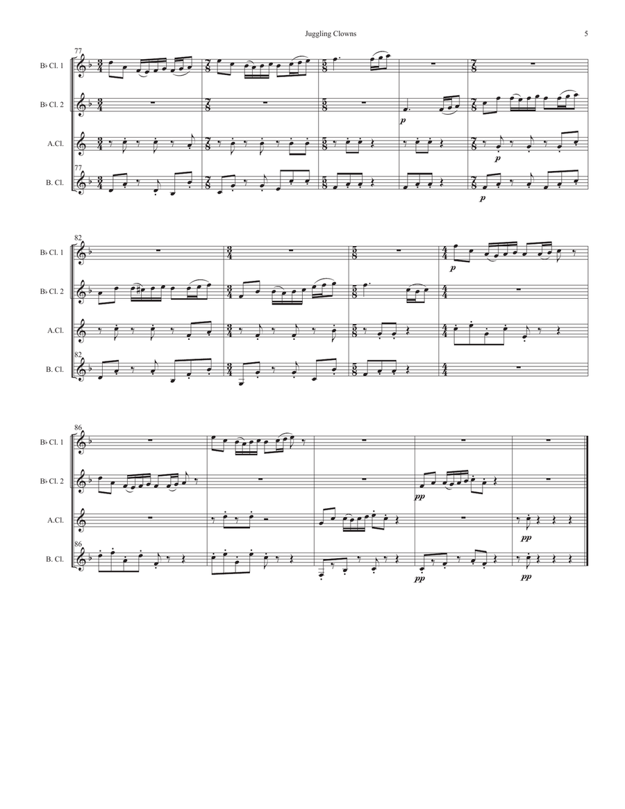 Juggling Clowns for clarinet quartet Clarinet Quartet scores gallery preview page 5