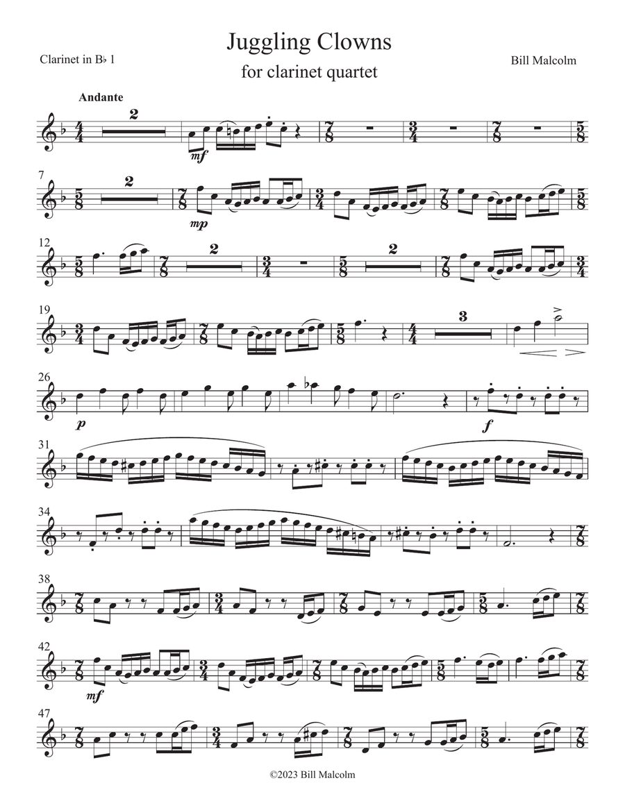 Juggling Clowns for clarinet quartet Clarinet Quartet scores gallery preview page 6