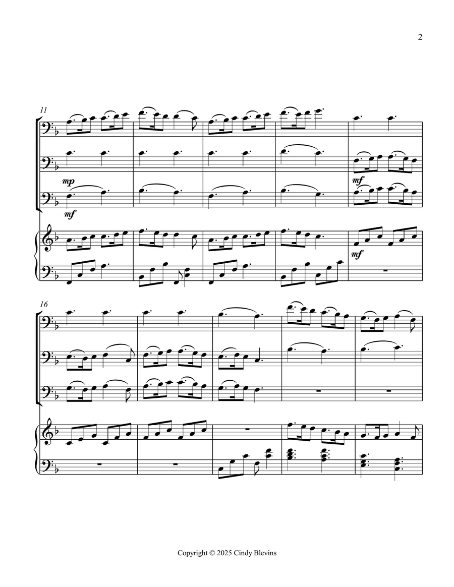 The Son of Mary, for Three Trombones and Piano Trombone Trio scores gallery preview page 3