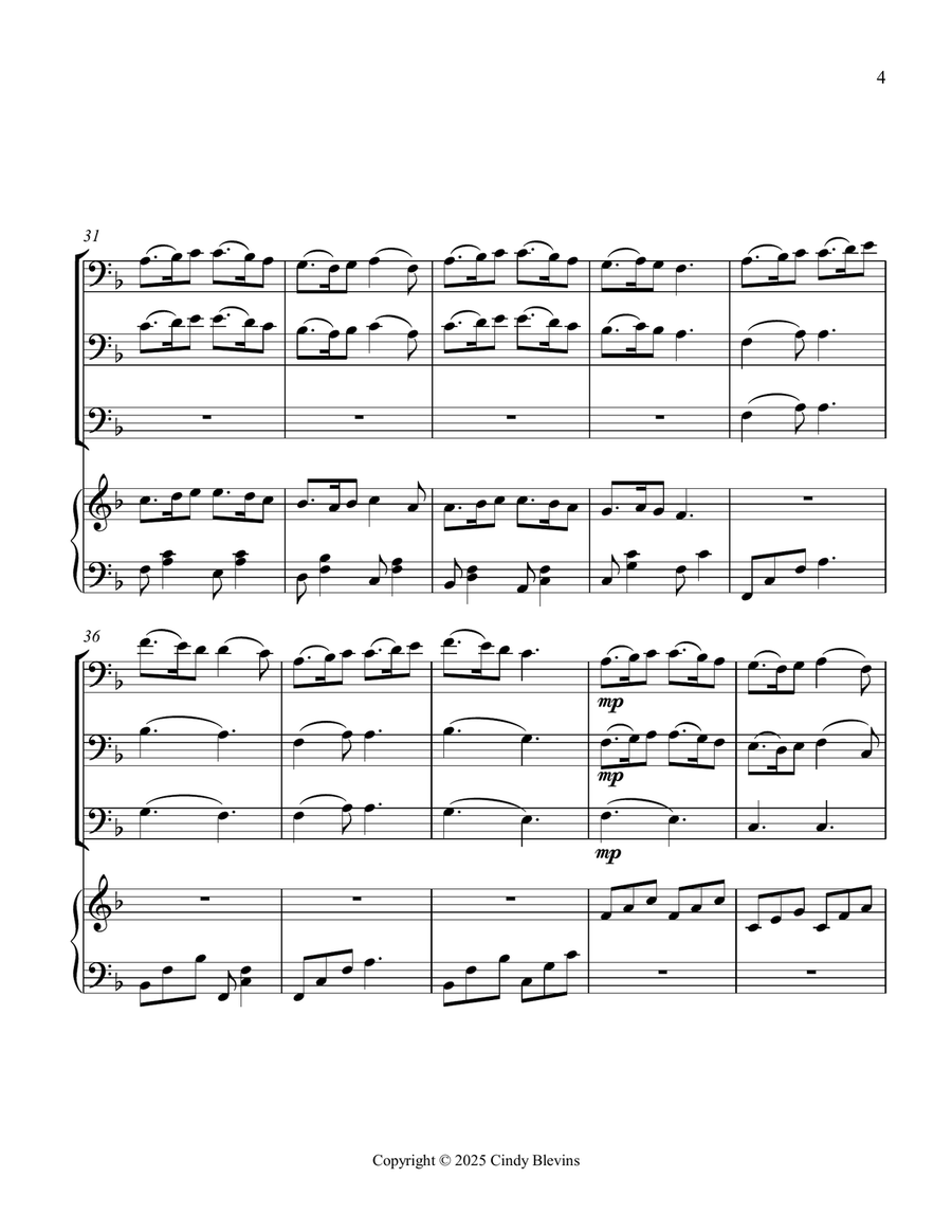 The Son of Mary, for Three Trombones and Piano Trombone Trio scores gallery preview page 5