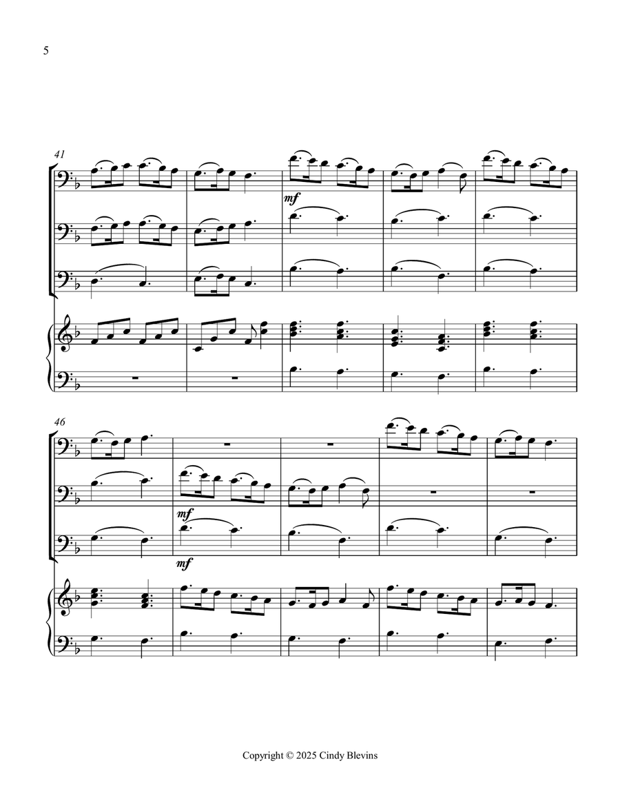The Son of Mary, for Three Trombones and Piano Trombone Trio scores gallery preview page 6