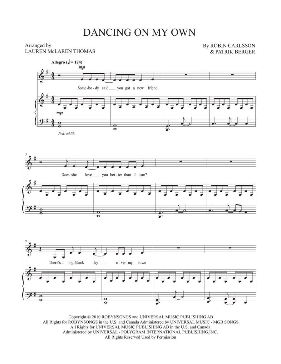 Dancing On My Own Dancing On My Own Piano, Vocal scores gallery preview page 1