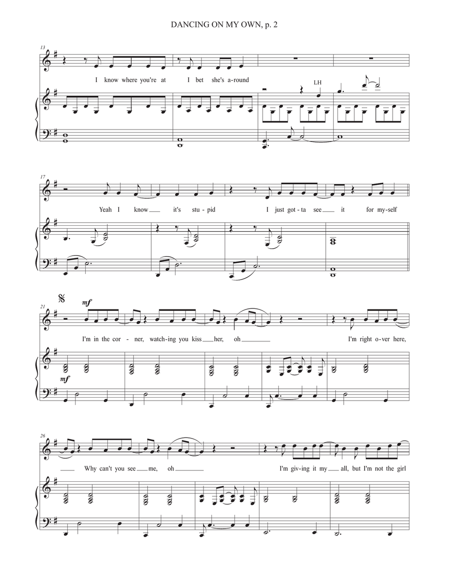 Dancing On My Own Dancing On My Own Piano, Vocal scores gallery preview page 2