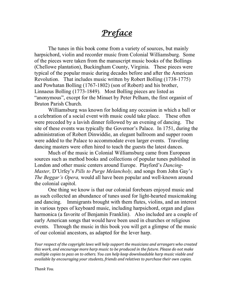 Colonial Tunes for the Small Harp Celtic Harp scores gallery preview page 4