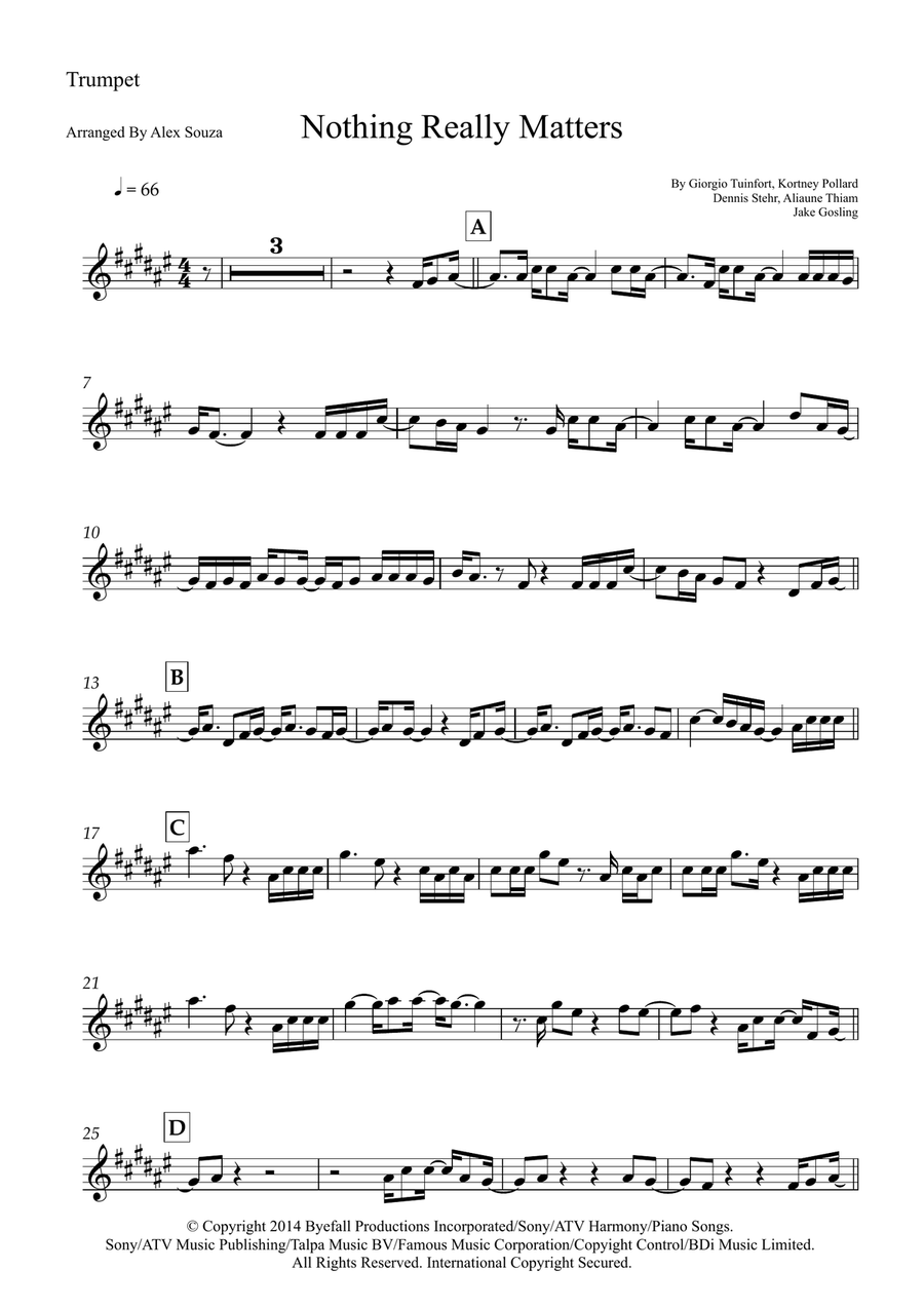 Nothing Really Matters Nothing Really Matters B-Flat Trumpet scores gallery preview page 1