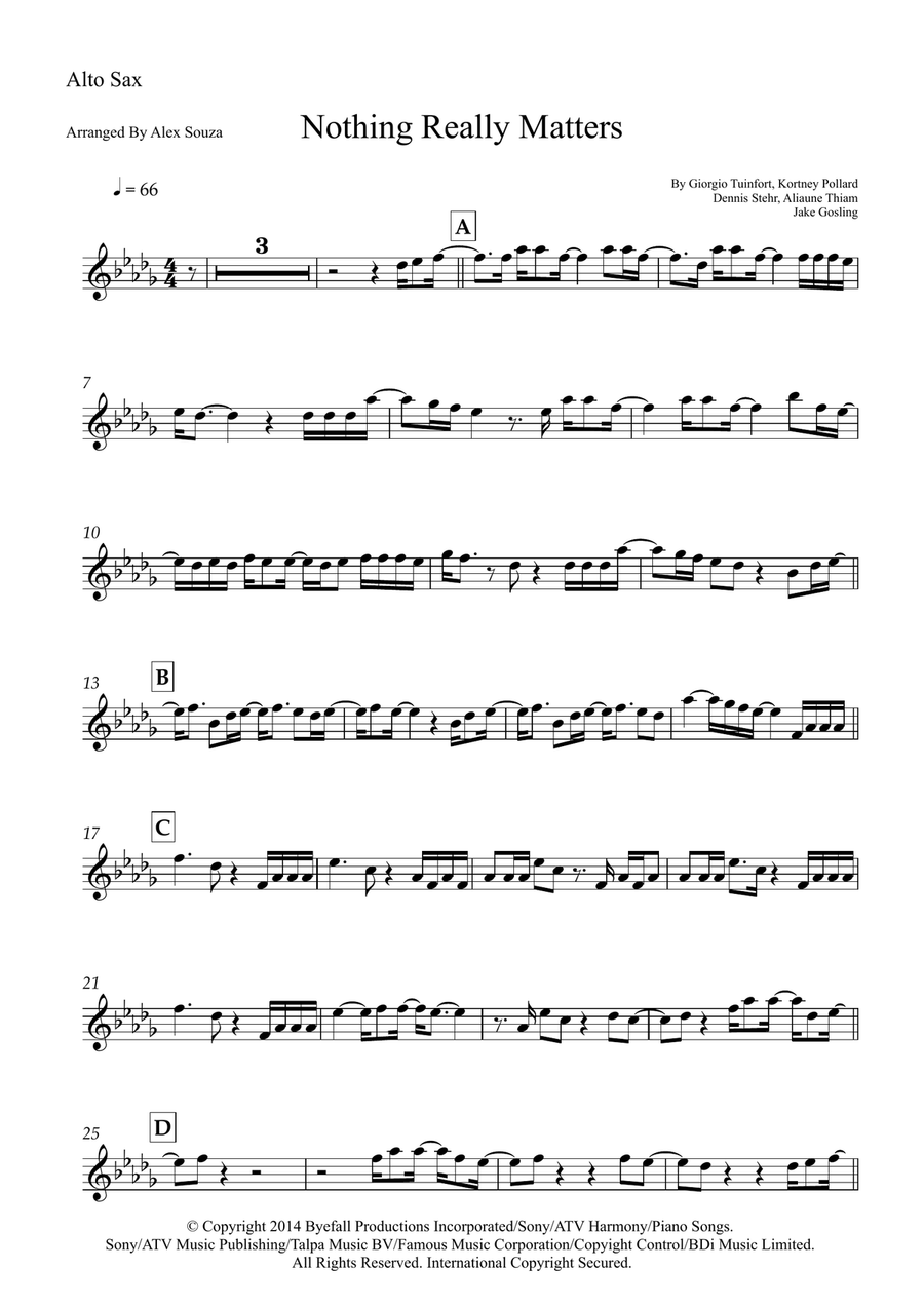 Nothing Really Matters Nothing Really Matters Alto Saxophone scores gallery preview page 1