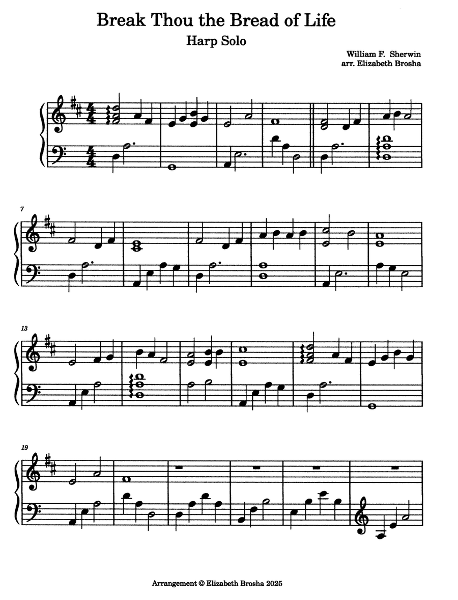 Break Thou the Bread of Life Celtic Harp scores gallery preview page 2
