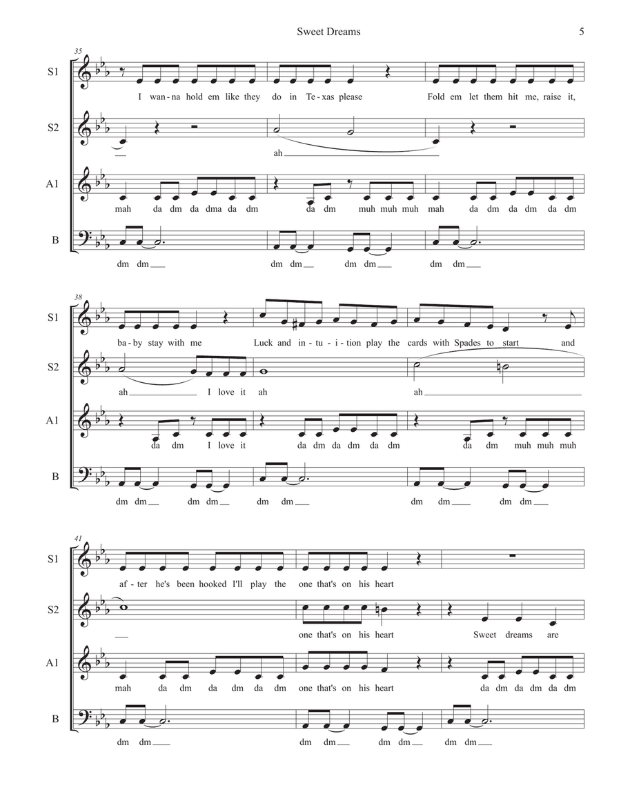 Medley: Sweet Dreams (Are Made Of This) with Poker Face 3-Part scores gallery preview page 5