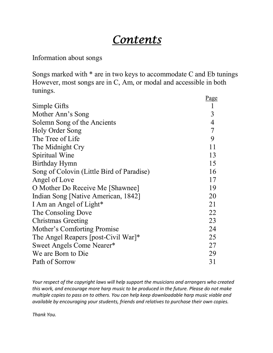 Shaker Hymns for the Small Harp Celtic Harp scores gallery preview page 3