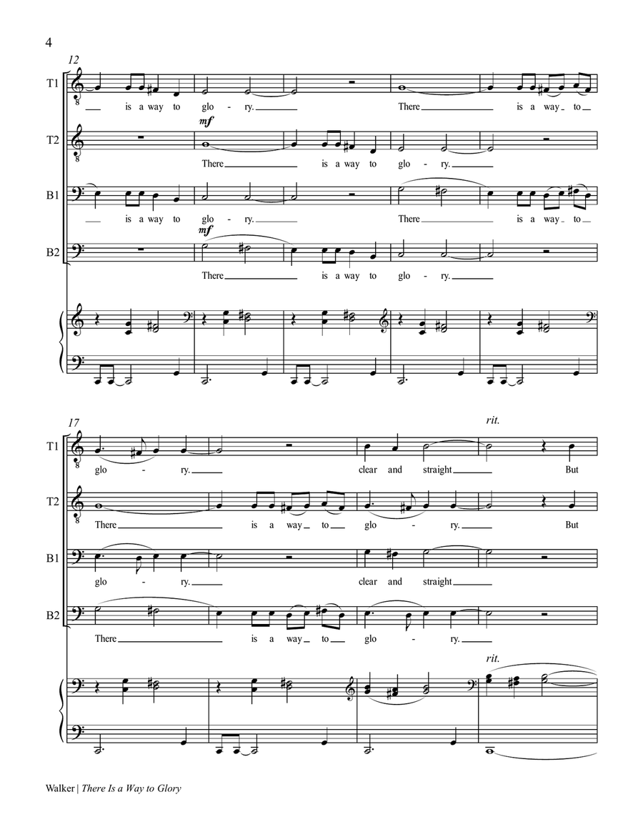 There Is a Way to Glory (Choral Score) TTBB scores gallery preview page 4