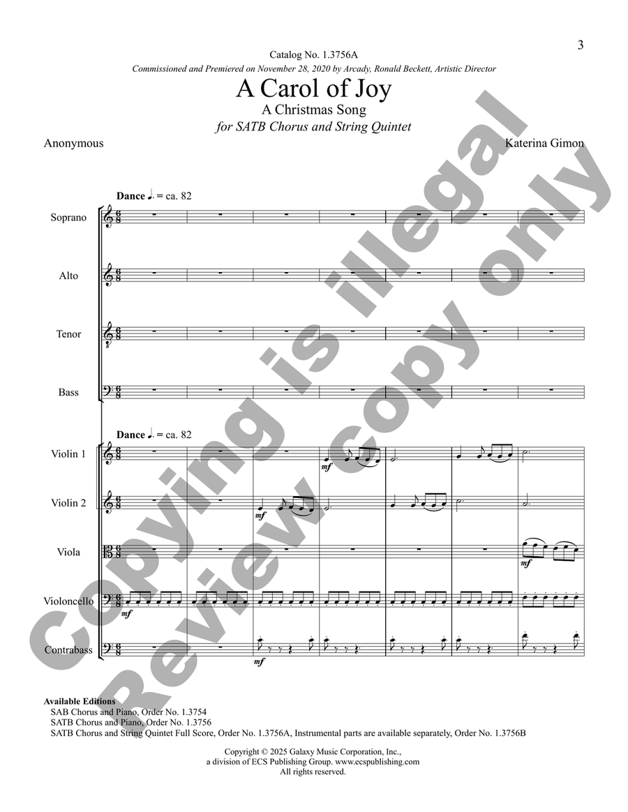 A Carol of Joy (String Quintet Score) Choir scores gallery preview page 2