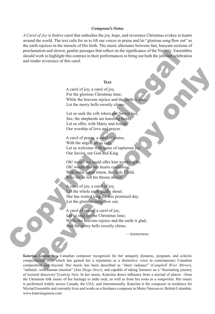 A Carol of Joy A Carol of Joy 3-Part scores gallery preview page 2