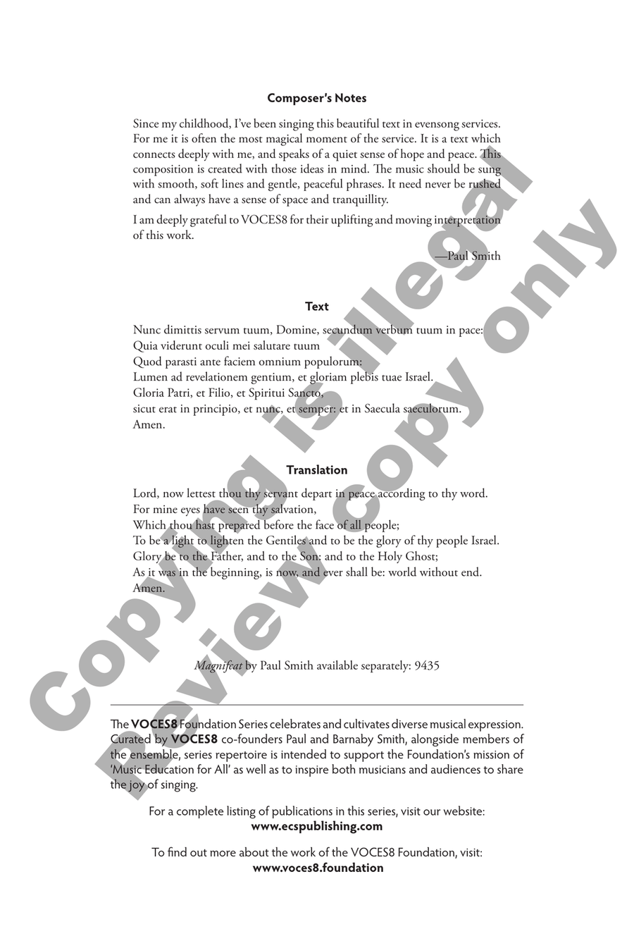 Nunc Dimittis Nunc Dimittis 4-Part scores gallery preview page 2