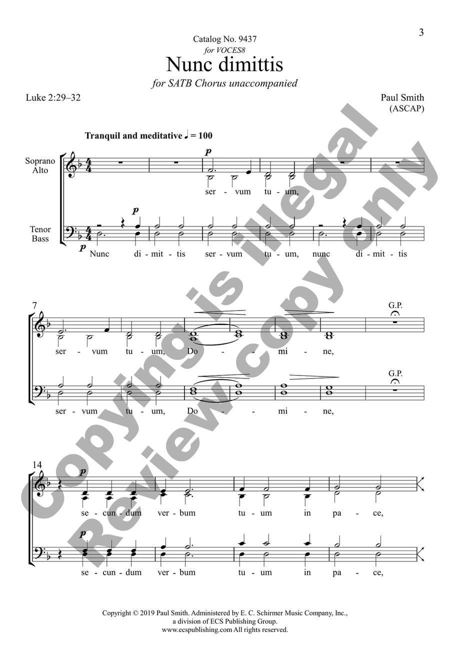 Nunc Dimittis Nunc Dimittis 4-Part scores gallery preview page 3